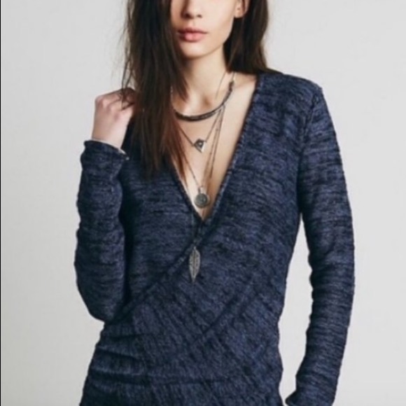 Free People Sweaters - Free People Gotham Faux Wrap Marled Lightweight Sweater, M EUC